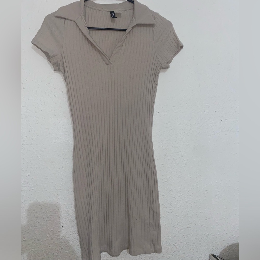Divided Beige Ribbed Collared Top - Picture 2 of 4
